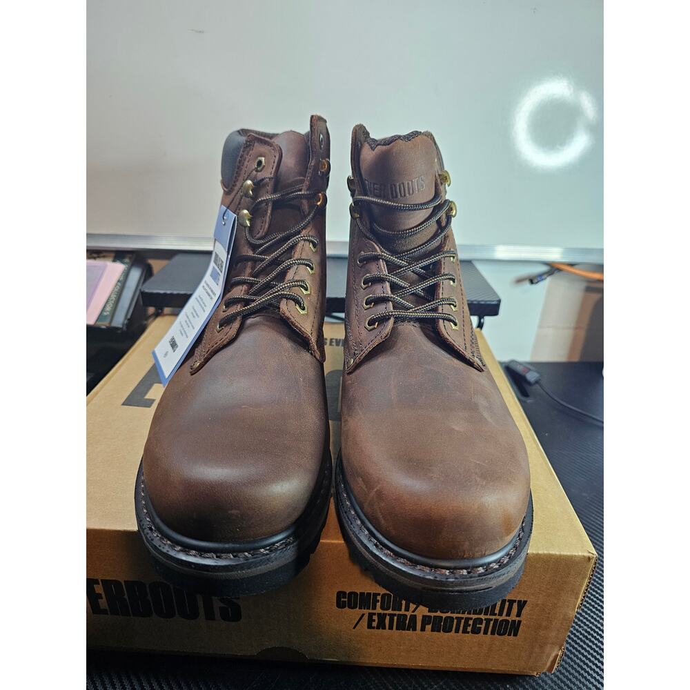 Ever Boots- Soft Toe Mens 6 inch Rubber Sole work Boots Brown Size 13